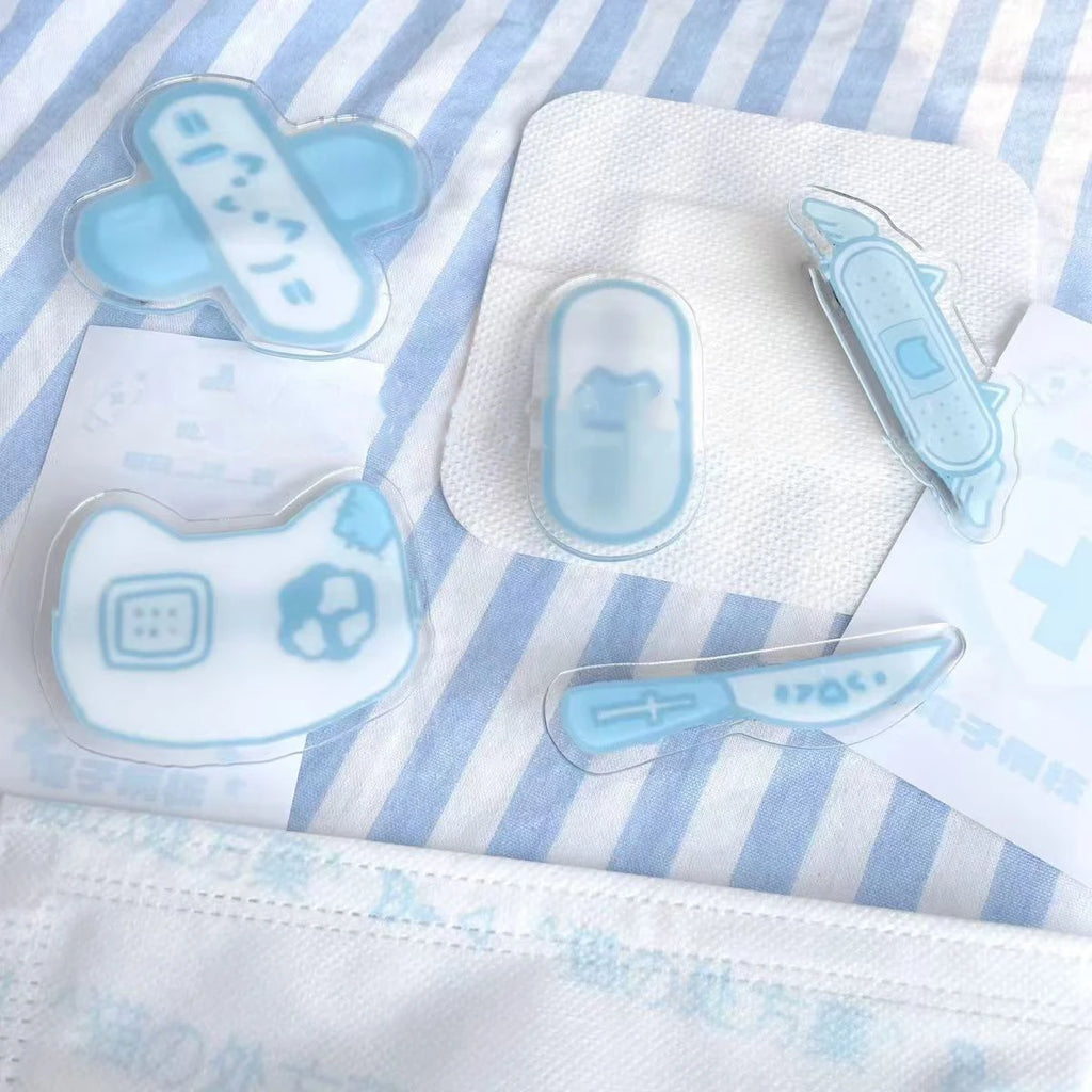 Menhera Yami Kawaii Blue Acrylic Medical Cat Hair Clip Set 5pcs Shoptery