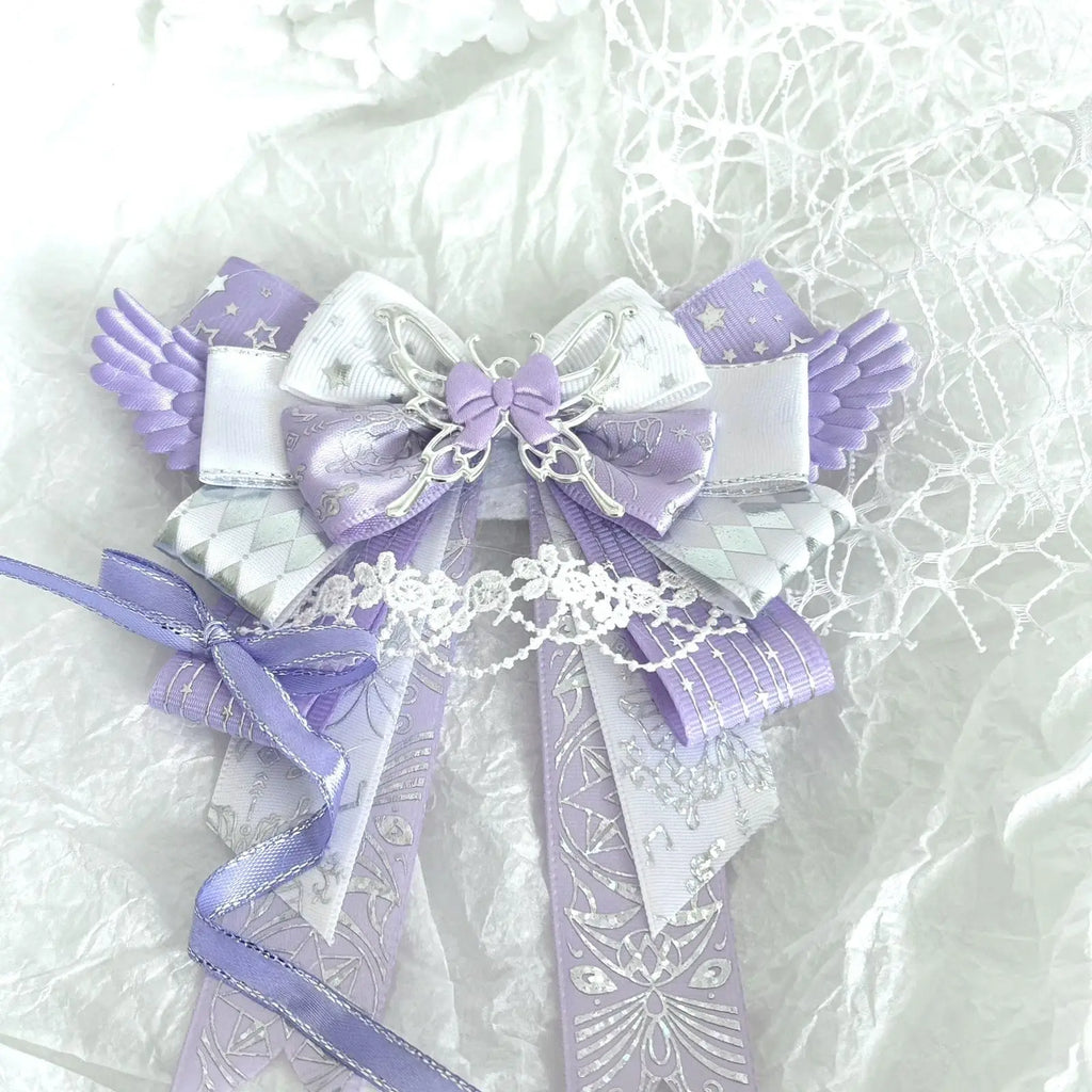 Fairy Kei Angel Wing Pearl Rhinestone Hair Bow Clip Accessory 5 Shoptery