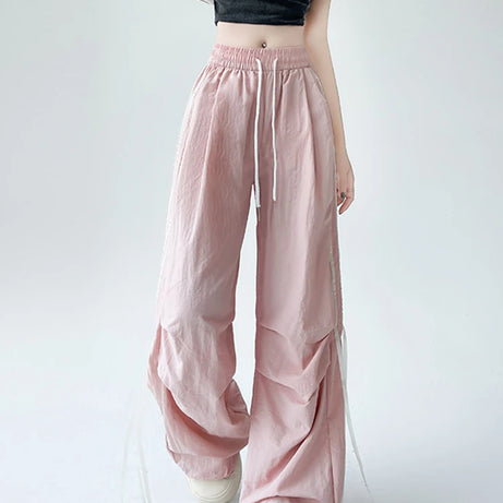 Kawaii Y2k Ribbon Wide Pants Pink Shoptery