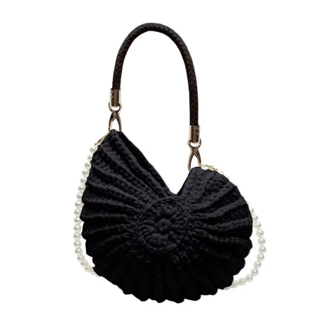 Mermaidcore Sea Spiral Knit Bag A-Black Shoptery