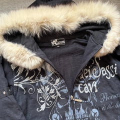 Autumn And Winter New Fashion Oversized Pattern Printed Fur Collar Sweater Women Y2K Gothic Hip Hop Harajuku Casual Sweatshirt Shoptery