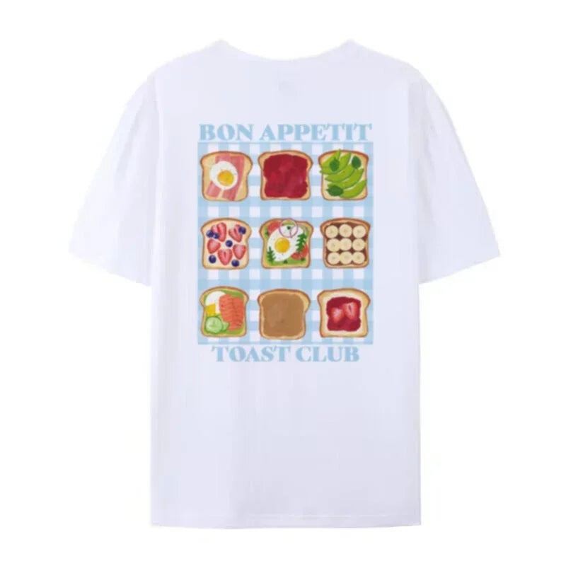 Bon Appétit Toast Cute T-Shirt WHITE Shoptery