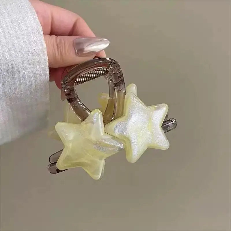 Decora Pearlescent Star Hair Claw Clip in Smoky Grey Shoptery