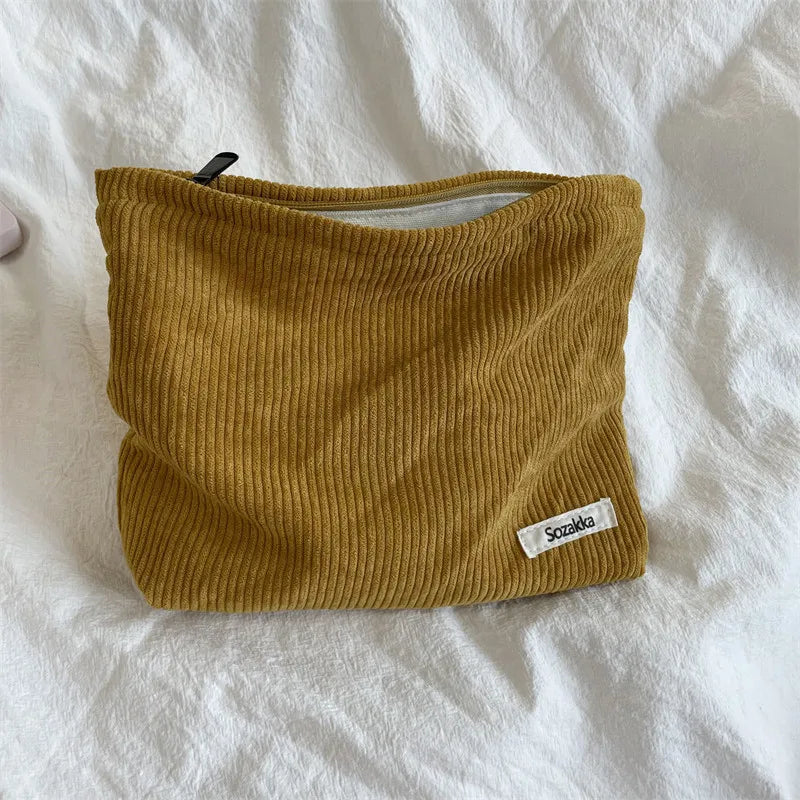 Cozy Ribbed Zipper Aesthetic Bag yellow Shoptery