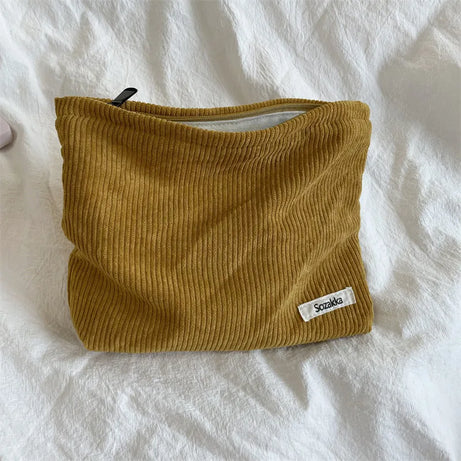 Cozy Ribbed Zipper Aesthetic Bag yellow Shoptery