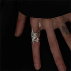 Visual Kei Spiked Star Thorn Wrap Adjustable Silver Ring Shoptery