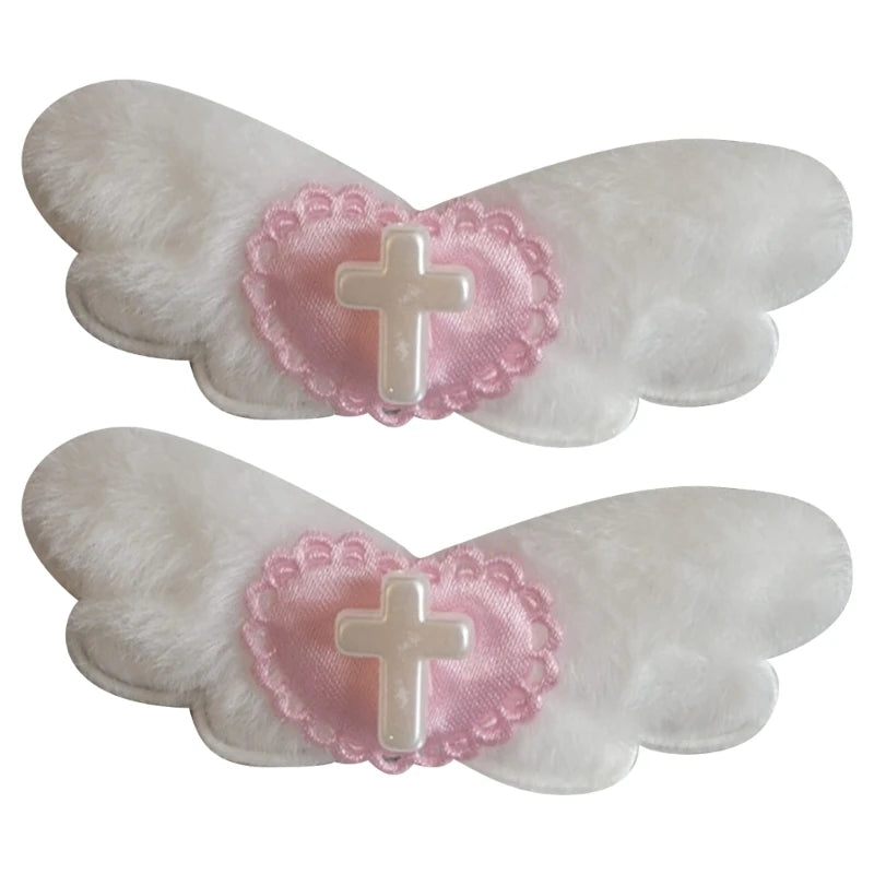 Decora Angel Wing Hair Clip with Cross Heart & Bow Accessories Shoptery