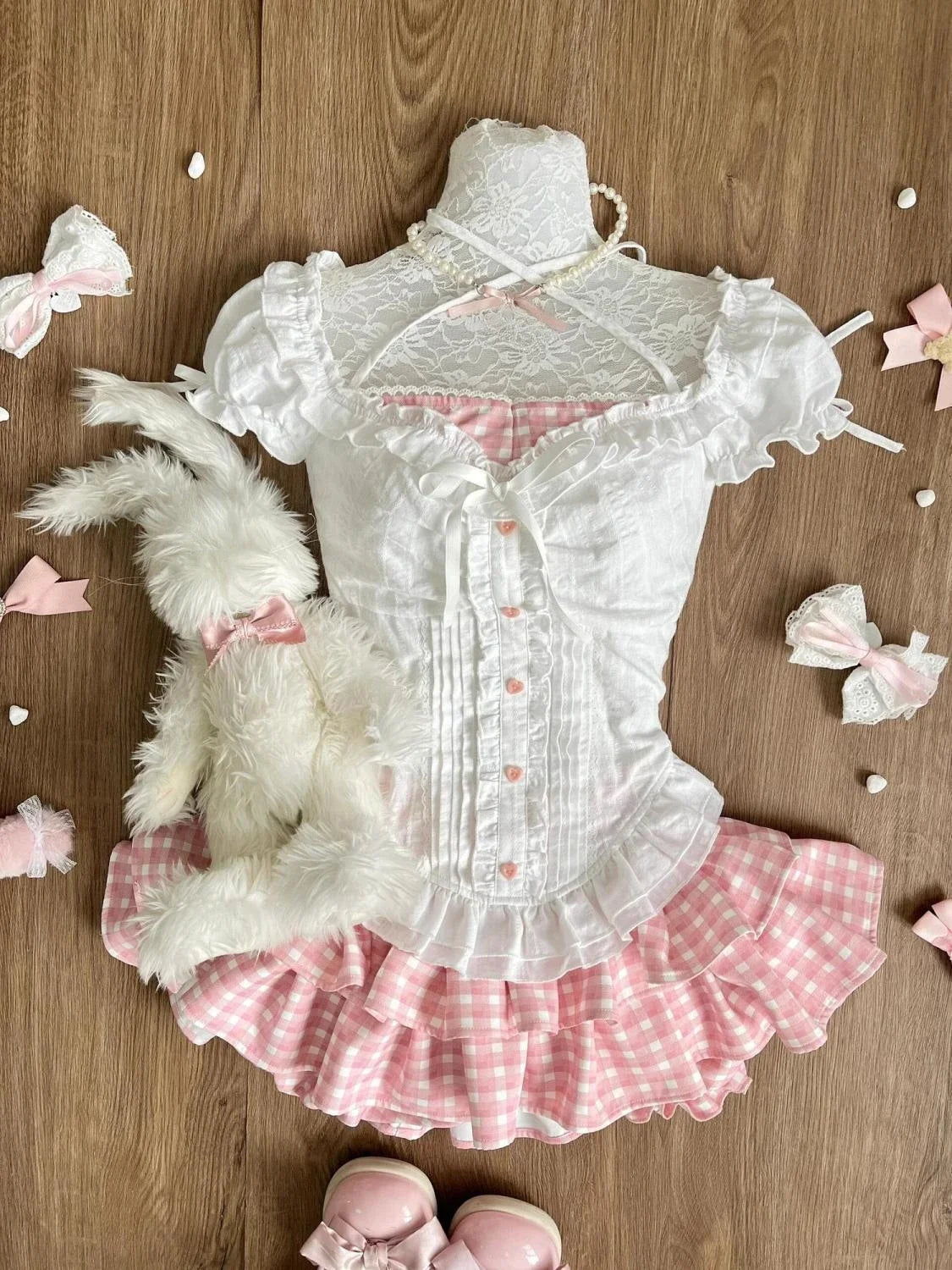 lace micro mini and bolero dress set Jirai Kei Black & Ivory Ruffle Blouse Plaid Skirt nav-491 It layers beautifully over Size Range:Girls 2 to 14 Why Halter Wedding Dresses