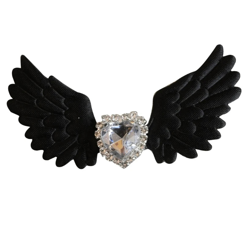 Decora Angel Wing Hair Clip with Cross Heart & Bow Accessories BK-7CM Shoptery