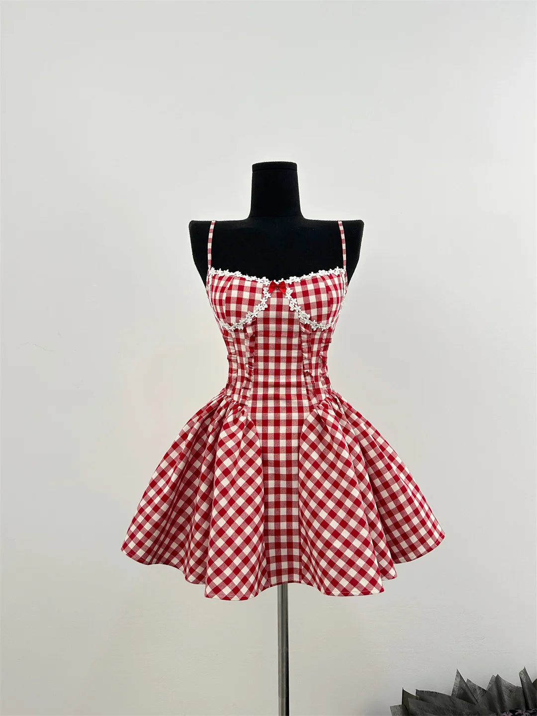Cherry Gingham Retro Sweetheart Dress Red Shoptery