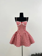 Cherry Gingham Retro Sweetheart Dress Red Shoptery
