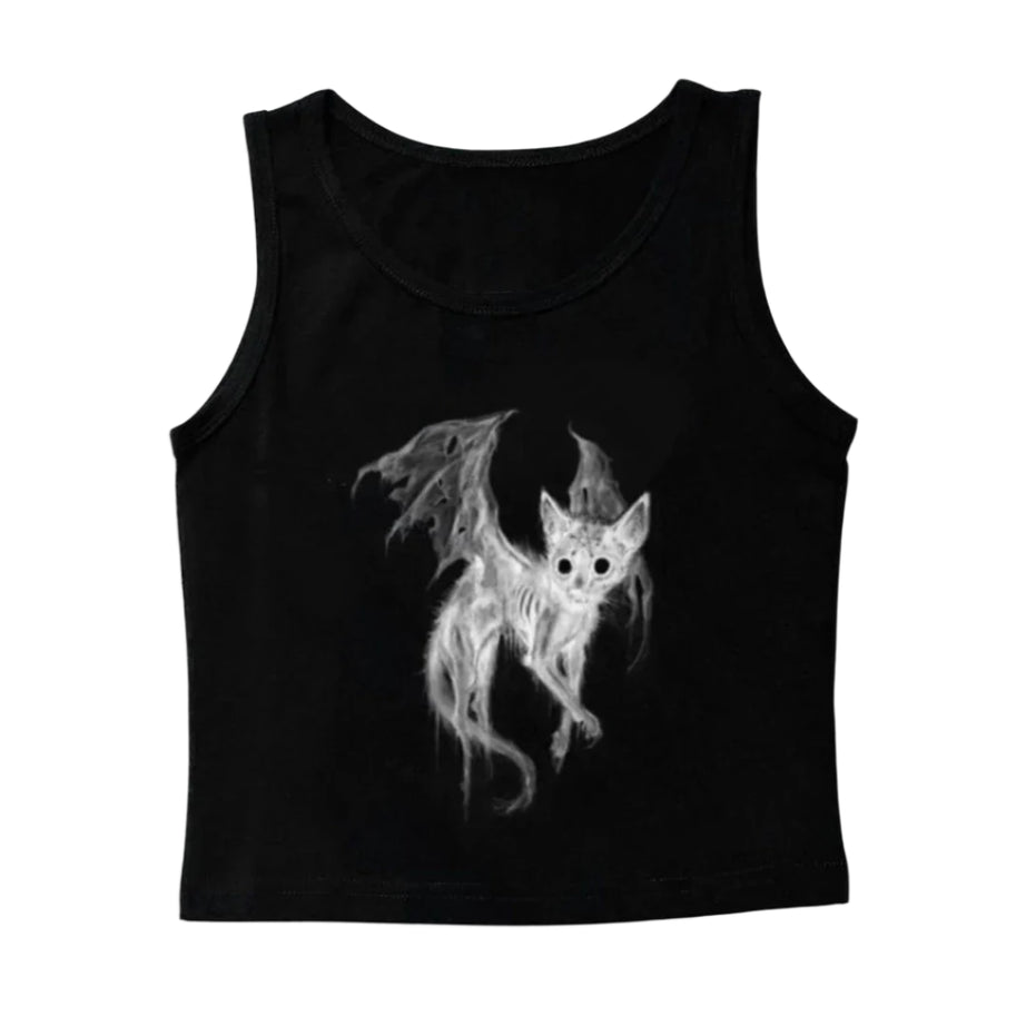 Bat Cat Alt Goth Horror Top Black 3 Shoptery