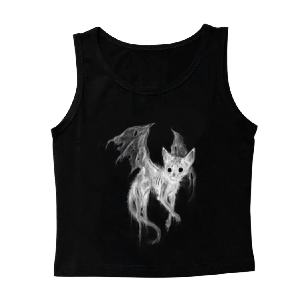 Bat Cat Alt Goth Horror Top Black 3 Shoptery