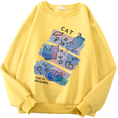 Pastel Meow Mix Kawaii Sweatshirt Yellow Shoptery