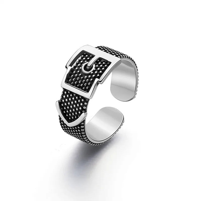 Buckle Up Textured Aesthetic Ring Shoptery
