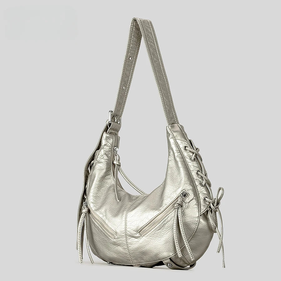 Rogue Crescent Zip Bag Silver Shoptery