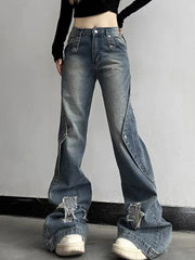 Fall Wide Leg High Waist Jeans Blue Shoptery