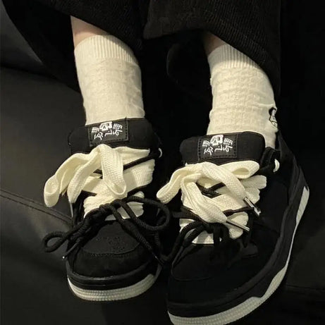 Dualcore Lace-Up Edgy Chunky Sneakers Shoptery