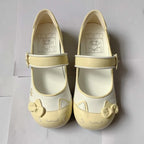 Fairy Kei Pastel Cat Mary Jane Flats with Bow Detail milk yellow Shoptery