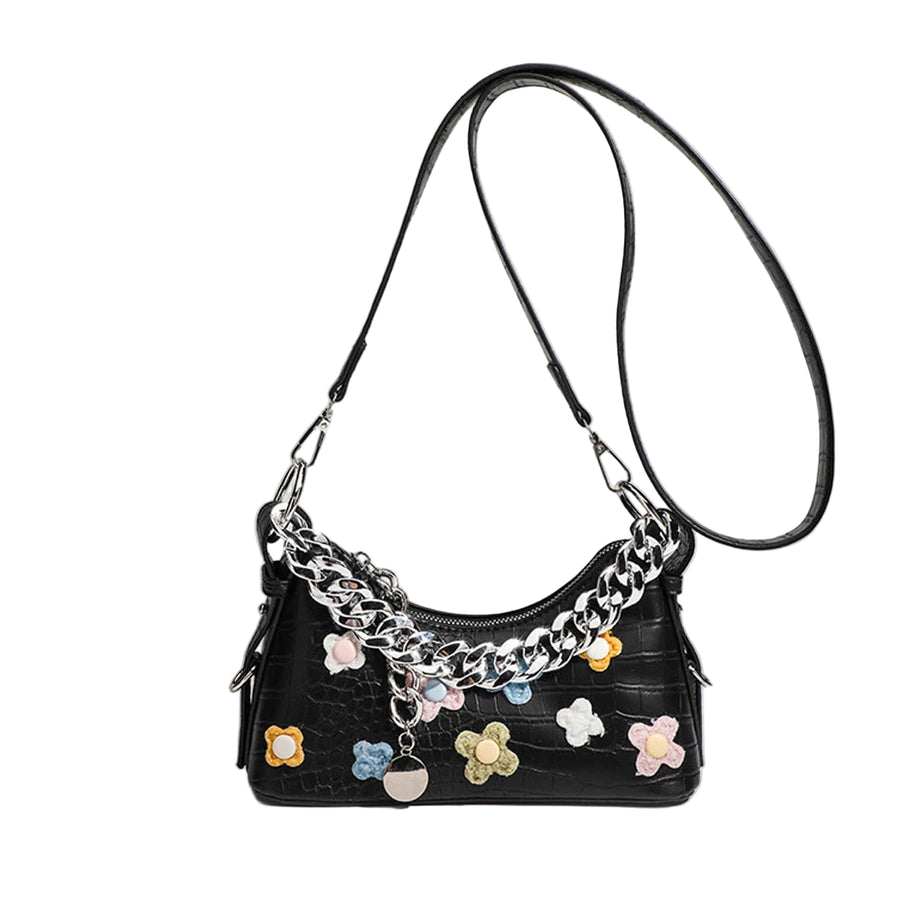 Punk Bloom Chain Shoulder Bag black (20cm<Max Length<30cm) Shoptery