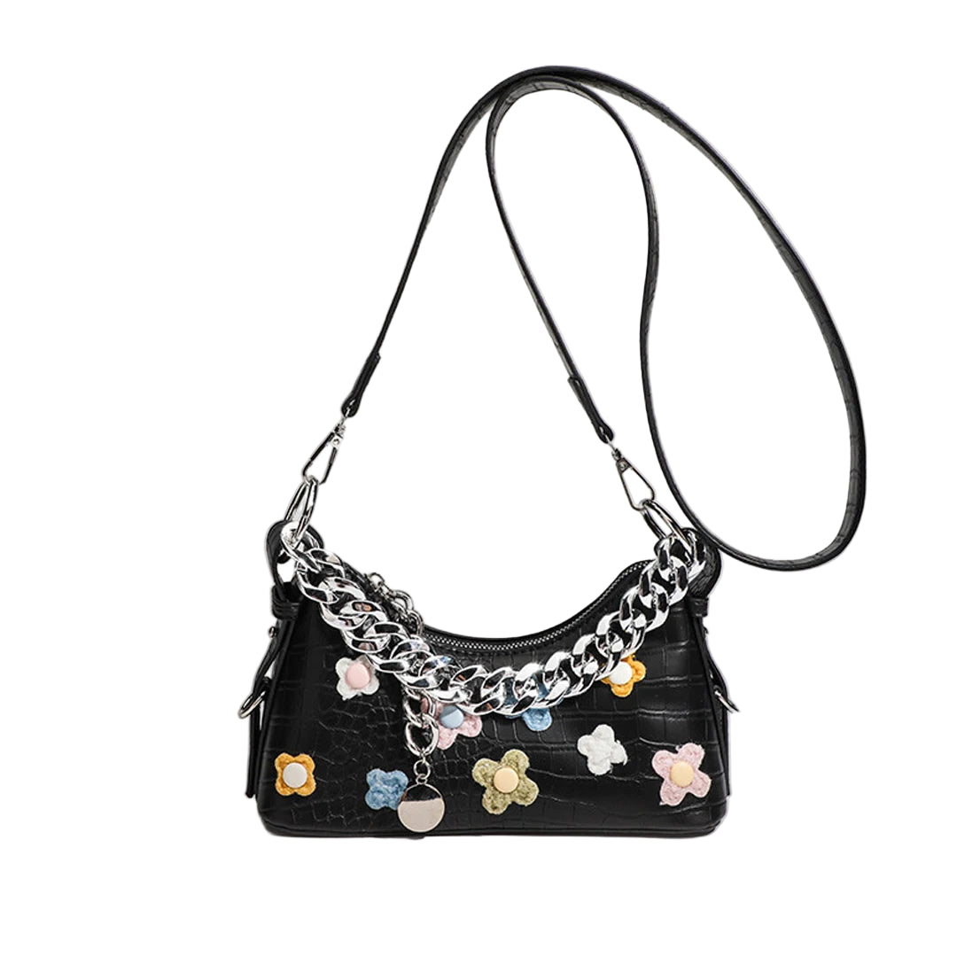 Punk Bloom Chain Shoulder Bag black (20cm<Max Length<30cm) Shoptery