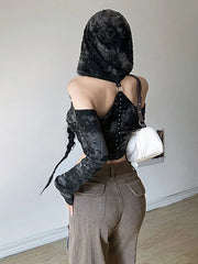 Witchcore Cold Shoulder Alt Hoodie Shoptery