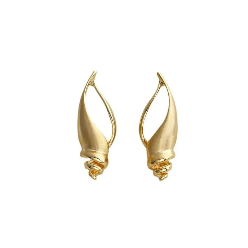 Spiral Drift Shell Aesthetic Earrings Gold Color Shoptery