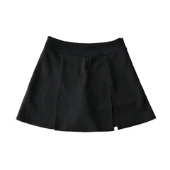 Noir Line Split Aesthetic Skirt black Shoptery