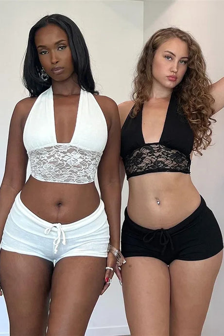 New Crop Lace Tops & Pant Set