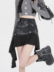 Dark Siren Y2k Zipper Skirt Black Shoptery