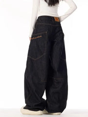 Y2K Contrast Stitch Baggy Denim Pants Shoptery