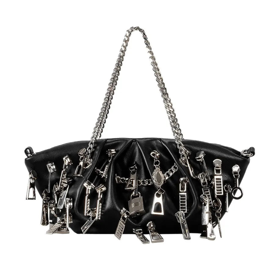 Zipper Storm Chain Shoulder Bag Shoptery