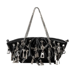 Zipper Storm Chain Shoulder Bag Shoptery