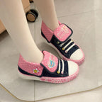 Decora Denim & Pink Polka Dot Kawaii High-Top Sneakers Blue Shoptery