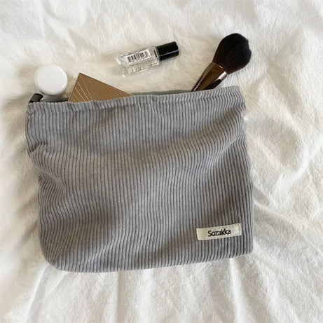 Cozy Ribbed Zipper Aesthetic Bag gray Shoptery