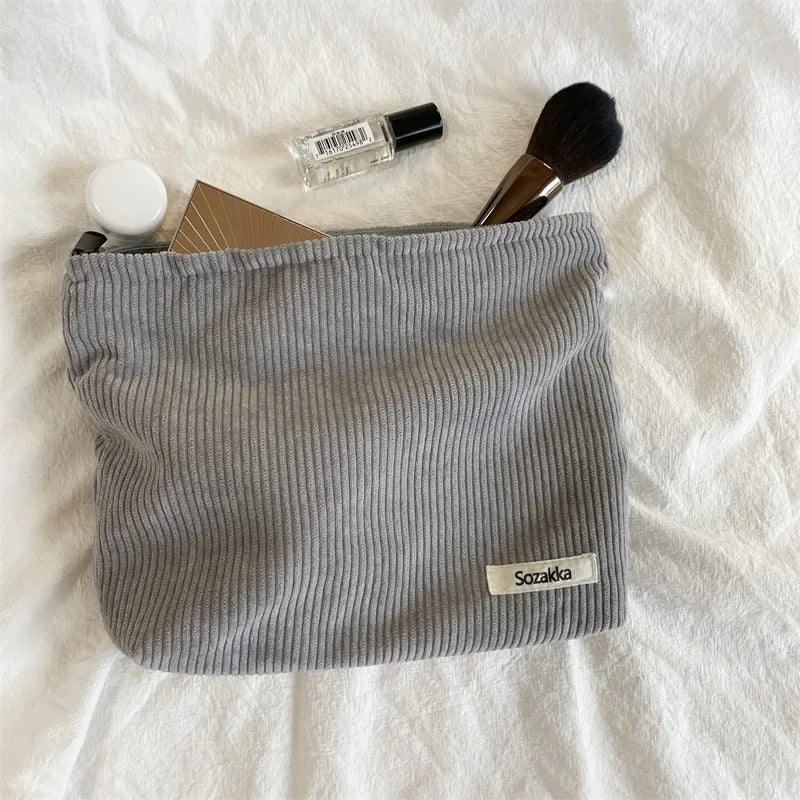 Cozy Ribbed Zipper Aesthetic Bag gray Shoptery