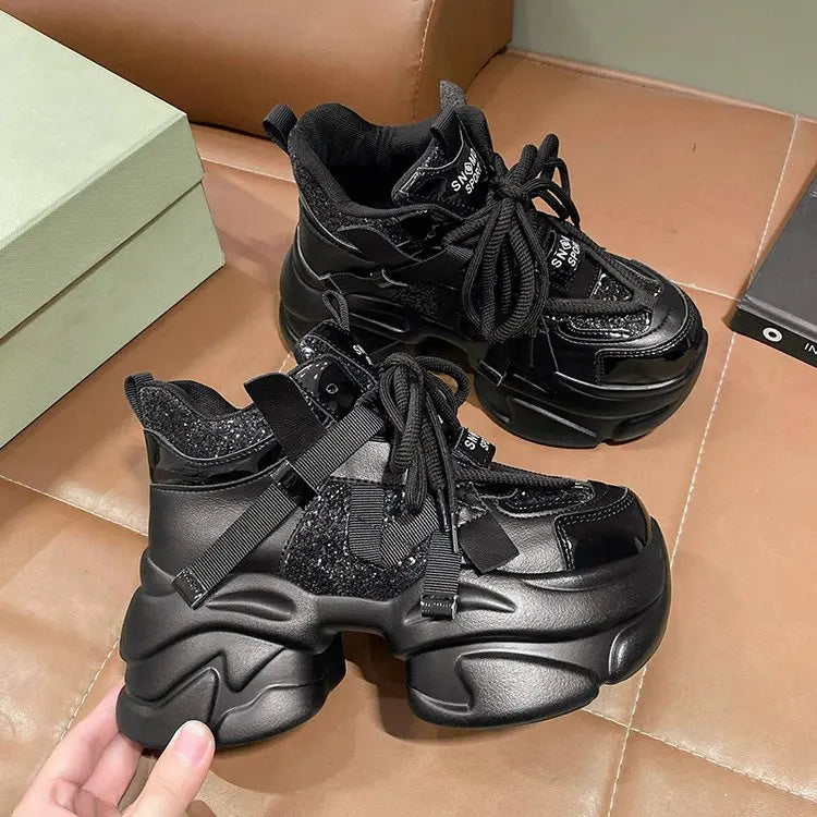 Glitter Tank Sneakers Black plush Shoptery