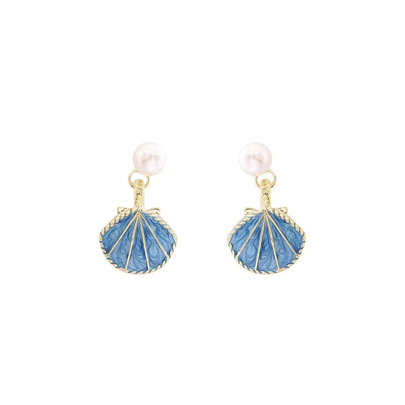 Coquette Pearl Seashell Drop Earrings ED0259-1 Shoptery