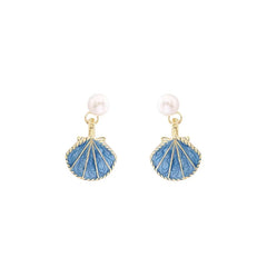 Coquette Pearl Seashell Drop Earrings ED0259-1 Shoptery
