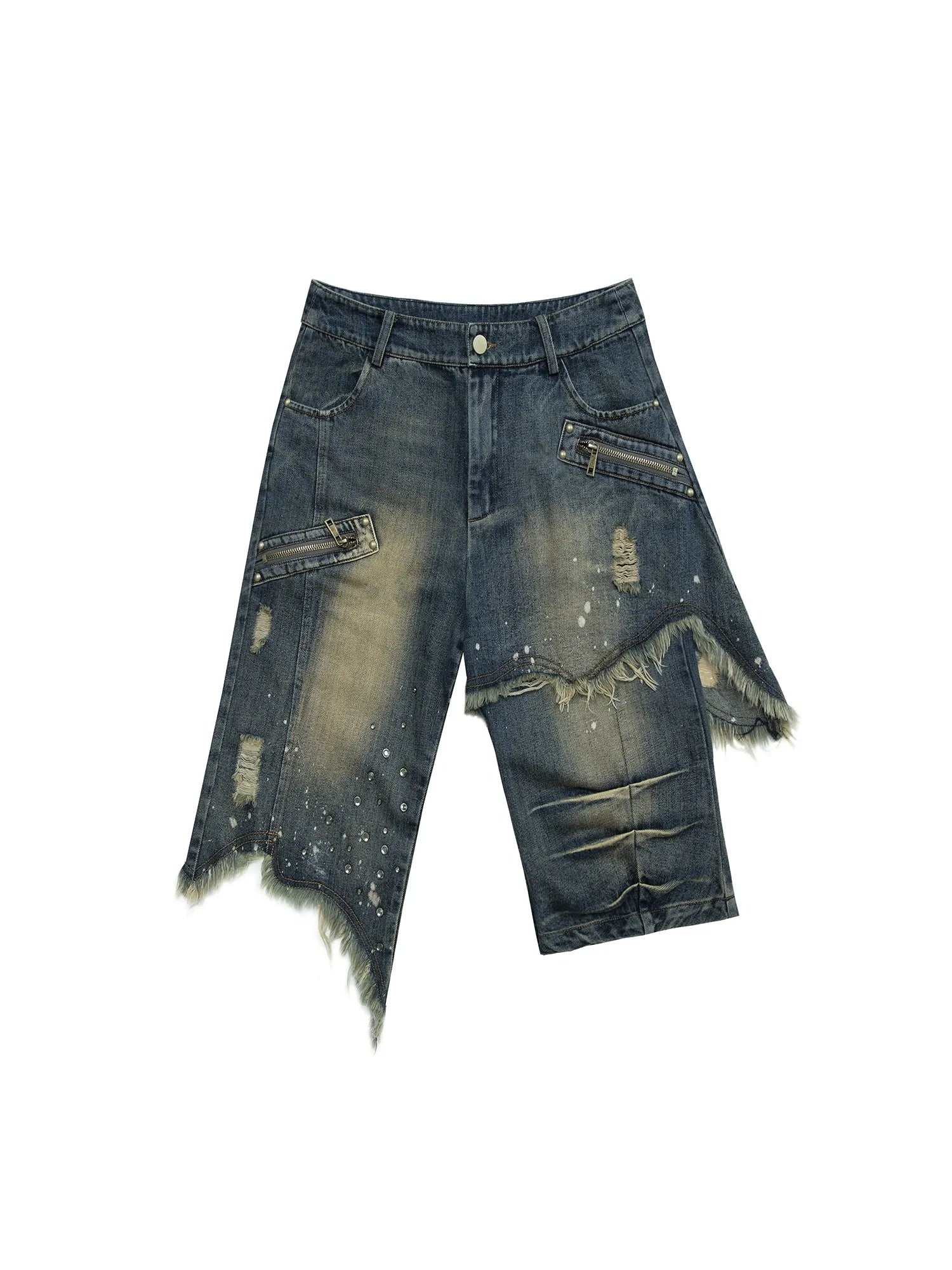 Distressed Grunge Bermuda Shorts