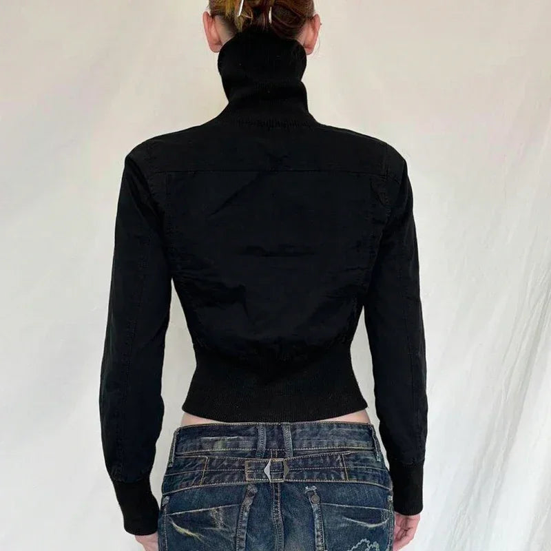 Shadow Zip High-Neck Jacket Shoptery