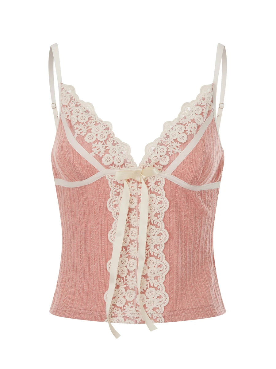 Coquette Sage Blossom Ribbon Top Pink Shoptery