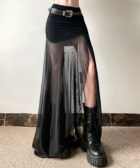 Shadow Veil Sheer Maxi Skirt