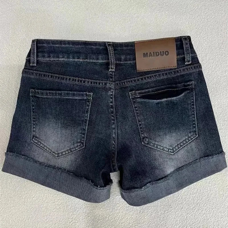 Y2k Shadow Fade Roll-Up Shorts Shoptery