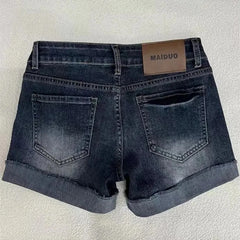 Y2k Shadow Fade Roll-Up Shorts Shoptery