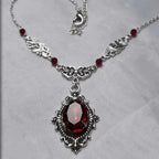 Visual Kei Baroque Filigree Red Crystal Pendant Necklace Shoptery