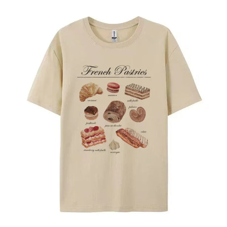 Parisian Bakery Aesthetic T-Shirt Khaki Shoptery