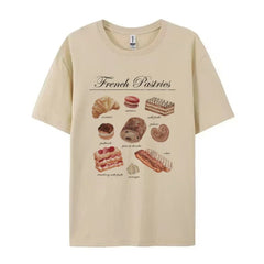 Parisian Bakery Aesthetic T-Shirt Khaki Shoptery