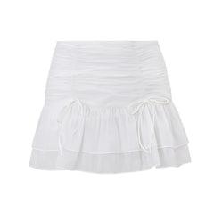 Sheer Ruched Coquette Skirt WHITE Shoptery