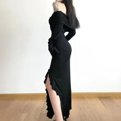 Noir Siren Off Shoulder Aesthetic Dress Shoptery